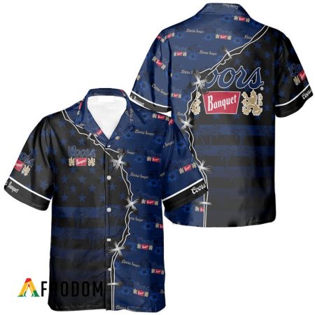 Coors Banquet American Flag Tropical Split 3d Hawaiian Shirt, Coors Banquet Beer Aloha Shirts, Coors Banquet Beer Short Sleeve Hawaiian Shirt