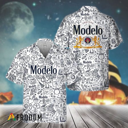 Doodle Art Modelo Beer Aop Hawaiian Shirt, Cerveza Modelo Logo Doodle Art Button Down Shirt, Modelo Beer Doodle Art Summer Hawaiian Shirt