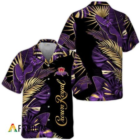 Tropical Palm Leaves Crown Royal Hawaiian Shirt, Crown Royal Tropical Leaves Aloha Summer Shirt, Crown Royal Button Down Hawaiian Shirt