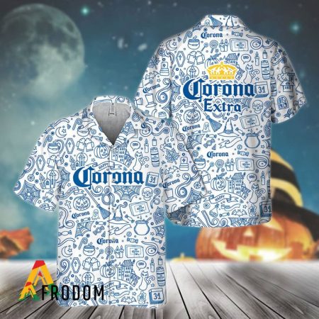 Doodle Art Corona Extra Hawaiian Shirt, Corona Extra Logo Doodle Art Button Down Shirt, Corona Extra Beer Doodle Art Summer Hawaiian Shirt