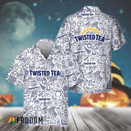 Blue Doodle Art Twisted Tea Aop Hawaiian Shirt, Twisted Tea Logo Doodle Art Button Down Shirt, Twisted Tea Doodle Art Summer Hawaiian Shirt