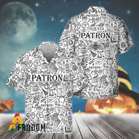 Doodle Art Tequila Patron Aop Hawaiian Shirt, Tequila Patron Logo Doodle Art Button Down Shirt, Tequila Patron Doodle Art Summer Hawaiian Shirt