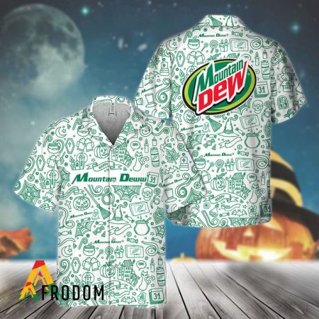 Green Doodle Art Mountain Dew Hawaiian Shirt, Mountain Dew Doodle Art Button Down Shirt, Mountain Dew Doodle Art Summer Hawaiian Shirt
