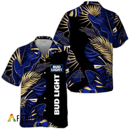 Tropical Palm Leaves Bud Light Beer Hawaiian Shirt, Bud Light Beer Tropical Leaves Aloha Shirt, Bud Light Button Down Hawaiian Shirt
