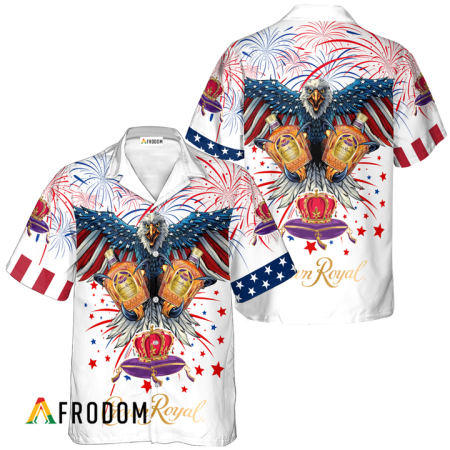 Crown Royal American Eagle Fireworks Hawaiian Shirt, Crown Royal Independence Day Hawaiian Shirt, Crown Royal Whisky 4th Of July Hawaiian Shirt