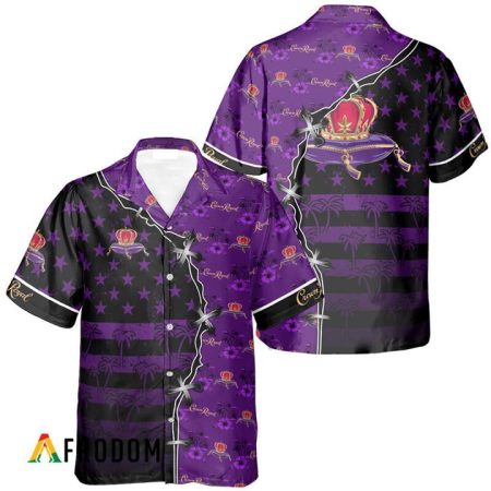 Crown Royal American Flag Tropical Split 3d Hawaiian Shirt, Crown Royal Whisky Aloha Shirts, Crown Royal Whisky Short Sleeve Hawaiian Shirt