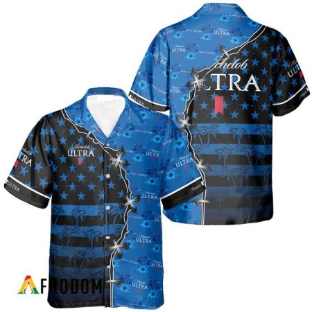 Michelob Ultra American Flag Tropical Split 3d Hawaiian Shirt, Michelob Ultra Beer Aloha Shirts, Michelob Ultra Beer Short Sleeve Hawaiian Shirt
