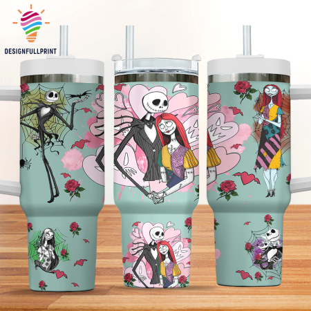 Light Green Jack and Sally Nightmare Before Christmas Valentine Gift for Her, Him on Birthday Xmas 30oz or 40oz Tumbler CP