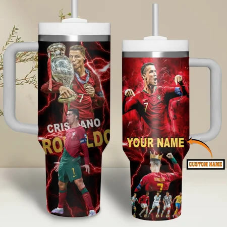 Cristiano Ronaldo Siuuu Custom Name Quencher 30oz or 40oz Stainless Steel Tumbler With Handle NVA