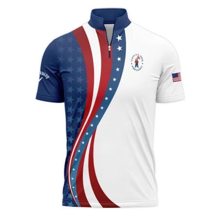 124th U.S. Open Pinehurst Blue Gradient Red White Star Callaway Quarter-Zip Polo Shirt