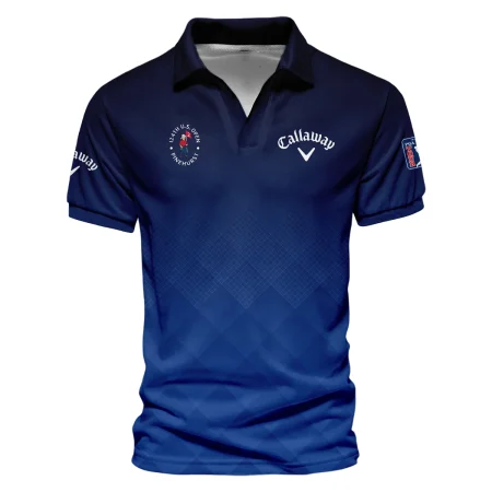 124th U.S. Open Pinehurst Callaway Dark Blue Gradient Stripes Pattern Vneck Polo Shirt Style Classic Polo Shirt For Men
