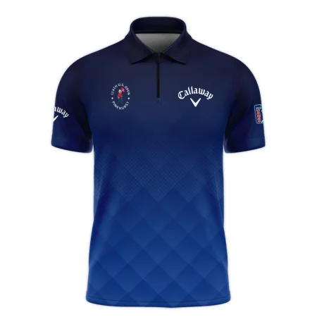 124th U.S. Open Pinehurst Callaway Dark Blue Gradient Stripes Pattern Zipper Polo Shirt Style Classic Zipper Polo Shirt For Men