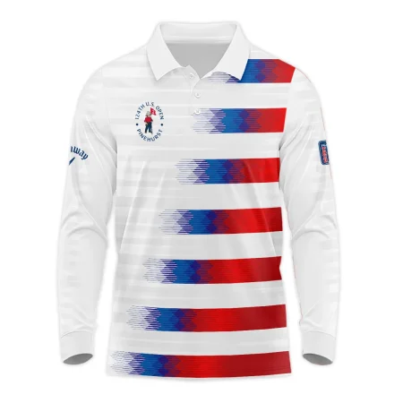 124th U.S. Open Pinehurst Callaway Long Polo Shirt Sports Blue Red White Pattern All Over Print Long Polo Shirt For Men