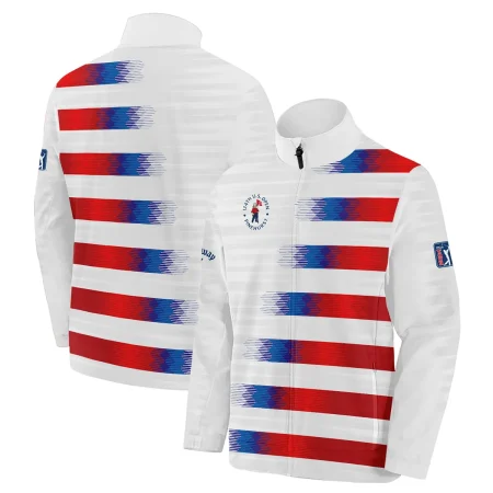 124th U.S. Open Pinehurst Callaway Stand Colar Jacket Sports Blue Red White Pattern All Over Print Stand Colar Jacket