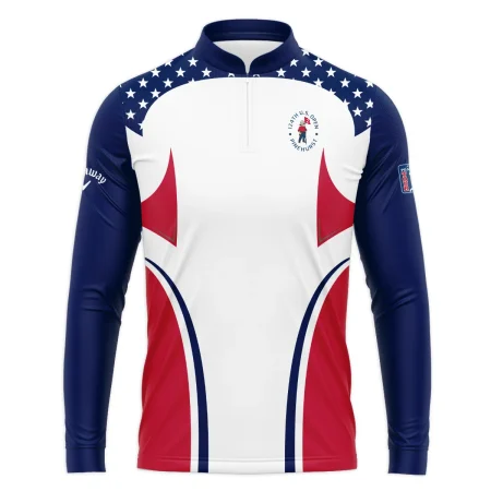 124th U.S. Open Pinehurst Callaway Stars White Dark Blue Red Line Mandarin collar Quater-Zip Long Sleeve