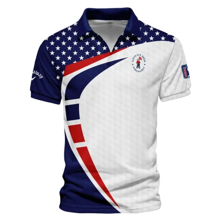 124th U.S. Open Pinehurst Callaway US Flag Blue Red Stars Vneck Polo Shirt Style Classic Polo Shirt For Men