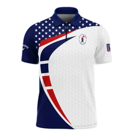 124th U.S. Open Pinehurst Callaway US Flag Blue Red Stars Zipper Polo Shirt Style Classic Zipper Polo Shirt For Men