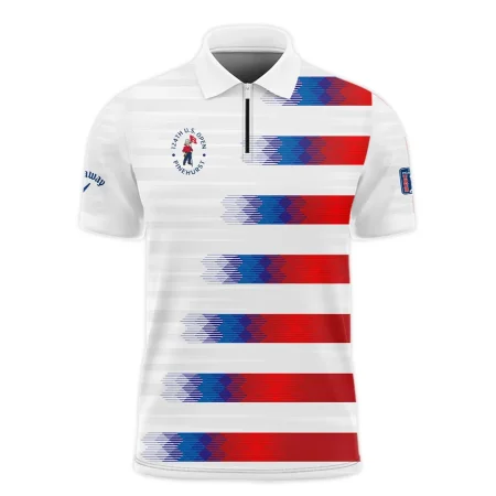 124th U.S. Open Pinehurst Callaway Zipper Polo Shirt Sports Blue Red White Pattern All Over Print Zipper Polo Shirt For Men