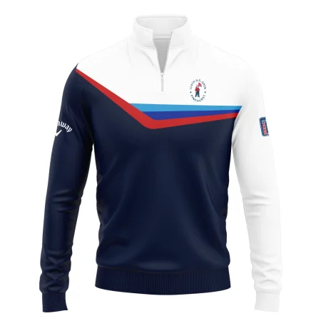 124th U.S. Open Pinehurst Golf Blue Red Line White Pattern Callaway Quarter-Zip Jacket Style Classic Quarter-Zip Jacket