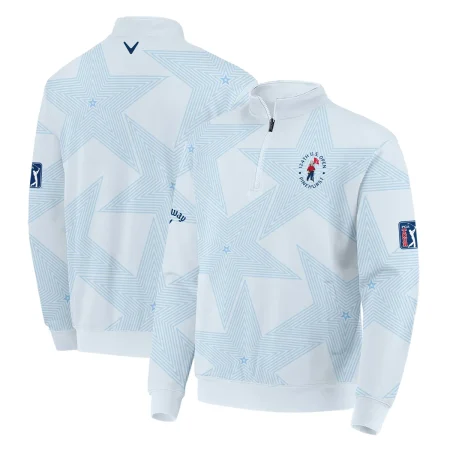 124th U.S. Open Pinehurst Golf Callaway Quarter-Zip Jacket Sports Star Sripe Light Blue Quarter-Zip Jacket