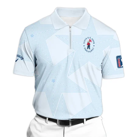 124th U.S. Open Pinehurst Golf Callaway Zipper Polo Shirt Sports Star Sripe Light Blue Zipper Polo Shirt For Men