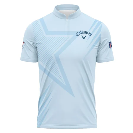 124th U.S. Open Pinehurst Golf Star Line Pattern Light Blue Callaway Polo Shirt Mandarin Collar Polo Shirt