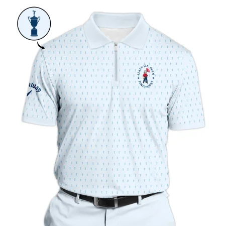 124th U.S. Open Pinehurst Golf Zipper Polo Shirt Callaway Pattern Cup Pastel Blue Zipper Polo Shirt For Men