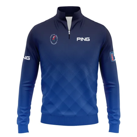 124th U.S. Open Pinehurst Ping Dark Blue Gradient Stripes Pattern Quarter-Zip Jacket Style Classic Quarter-Zip Jacket