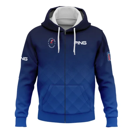 124th U.S. Open Pinehurst Ping Dark Blue Gradient Stripes Pattern Zipper Hoodie Shirt Style Classic Zipper Hoodie Shirt