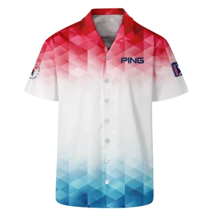 124th U.S. Open Pinehurst Ping Golf Sport Hawaiian Shirt Blue Red Abstract Geometric Triangles All Over Print Oversized Hawaiian Shirt