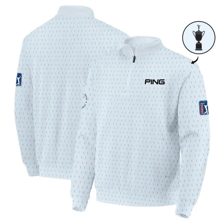 124th U.S. Open Pinehurst Ping Quarter-Zip Jacket Sports Pattern Cup Color Light Blue All Over Print Quarter-Zip Jacket