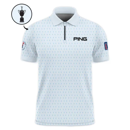 124th U.S. Open Pinehurst Ping Zipper Polo Shirt Sports Pattern Cup Color Light Blue All Over Print Zipper Polo Shirt For Men