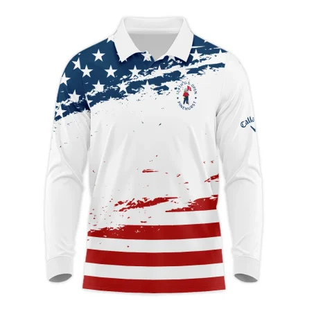124th U.S. Open Pinehurst Special Version Callaway Long Polo Shirt Blue Red White Color Long Polo Shirt For Men