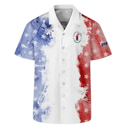 124th U.S. Open Pinehurst Special Version Ping Hawaiian Shirt Blue Red Watercolor Oversized Hawaiian Shirt