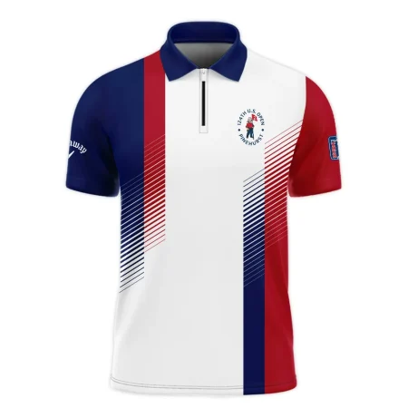 124th U.S. Open Pinehurst Sports Callaway Zipper Polo Shirt Golf Blue Red All Over Print Zipper Polo Shirt For Men