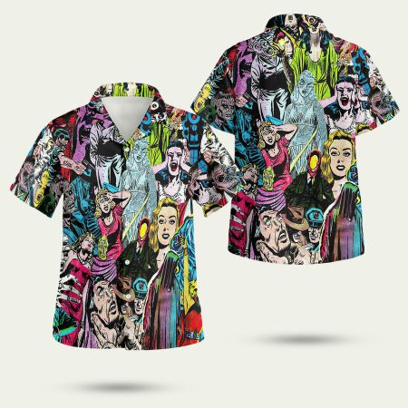 1950s Horror Comics Collage Hawaiian Shirt