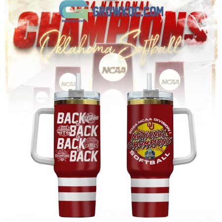 2024 National Champions Softball Oklahoma Sooners Back To Back 30oz or 40oz Stainless Tumbler With Handle NVA