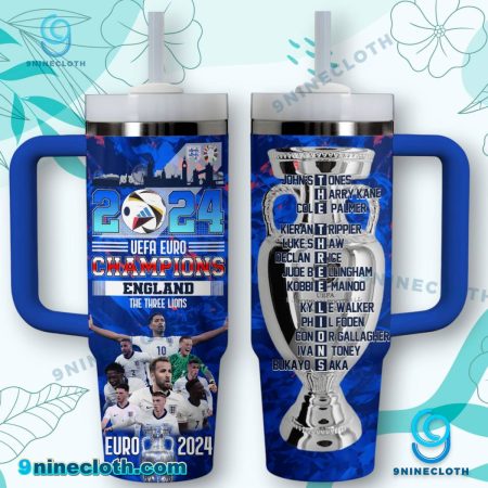 2024 Uefa Euro Champions England The Three Lions 40oz Tumbler With Handle HG