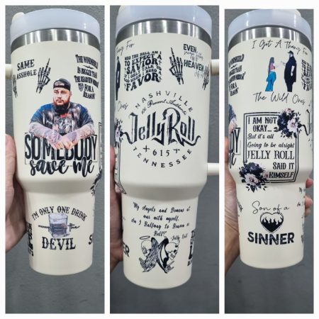 Jelly Roll The Beautifully Broken Tour 40oz   30oz or 40oz Stainless Steel Tumbler With Handle HG