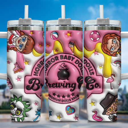 3D Horror Movies Custom  Quencher 30 or 40oz  Stainless Steel Tumbler HG With Handle