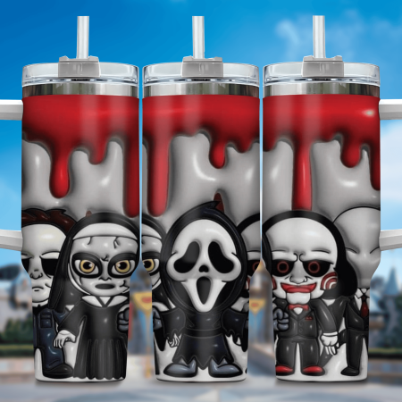 3D Horror Movies Custom  Quencher 30 or 40oz  Stainless Steel Tumbler HG With Handle
