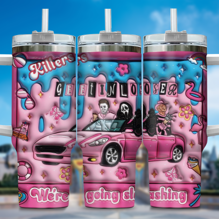 3D Horror Movies Custom  Quencher 30 or 40oz  Stainless Steel Tumbler HG With Handle