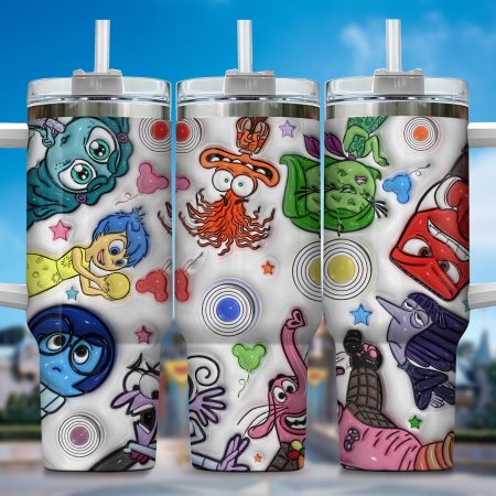 3D Inside Out Movies Custom  Quencher 40oz Stainless Steel Tumbler HG With Handle