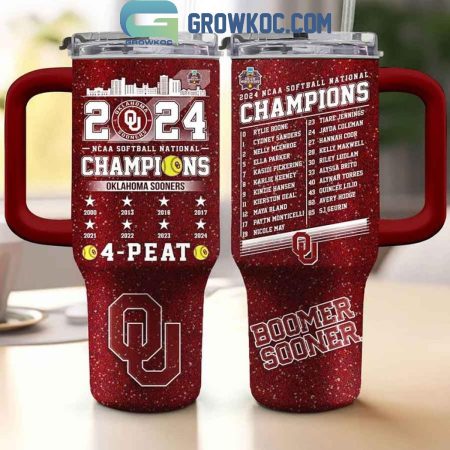 4-Peat Oklahoma Sooners NCAA Softball National Champions Boomer Sooner 2024 30oz or 40oz Stainless Tumbler With Handle NVA