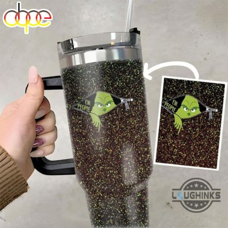 The Grinch Christmas Mean One Green Black Cup Ew People Xmas Travel Mugs Merry Grinchmas gift Printed 30oz or 40oz Quencher Tumbler LN