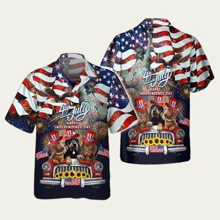 4Th July Celebration Dachshund   Hawaiian Shirt