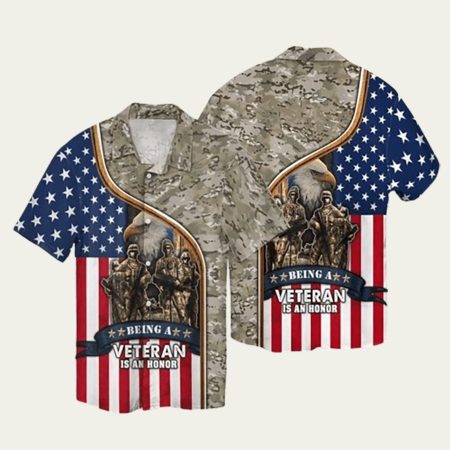 4Th Of July Independence Day American Being A Veteran Is A Honor Hawaiian Shirt