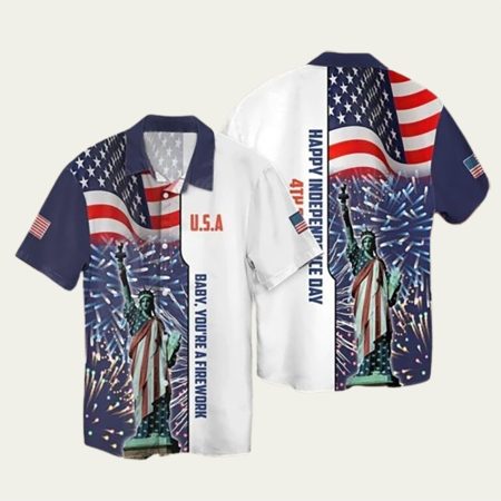 4Th Of July Independence Day American Flag Statue Of Liberty Hawaiian Shirt