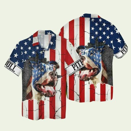 4Th Of July Independence Day American Pitbull Hawaiian Shirt