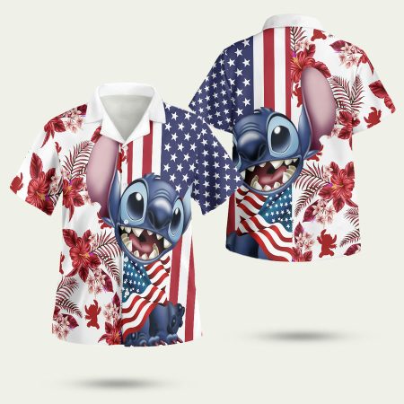 4th Of July Independence Day American Stitch Cartoon Lilo And Stitch Hawaiian Shirt